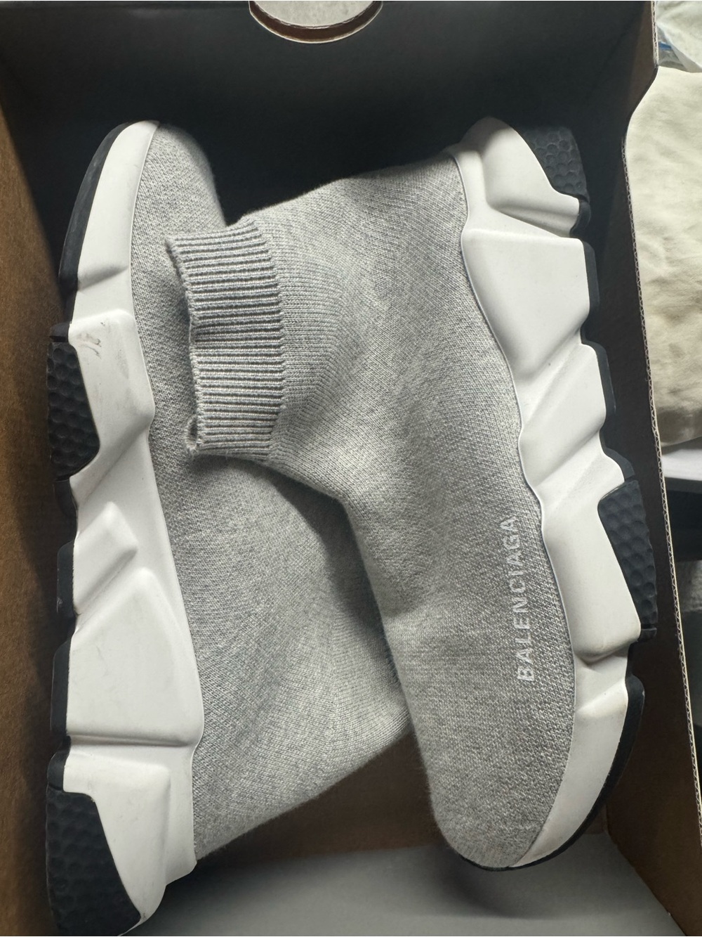 Balenciaga Grey White Black Speed LT Sneaker Box Label